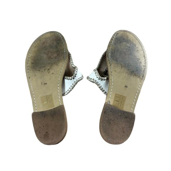 Women's Jack Rogers White Leather Sandals Sz 8 M Slip On Thong T-Strap Shoes - Picture 6 of 6